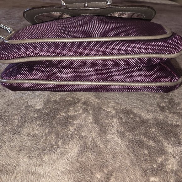 Brighton Portland Plumberry Purple Nylon & Embossed Leather Buckle Flap Silver - Picture 7 of 15